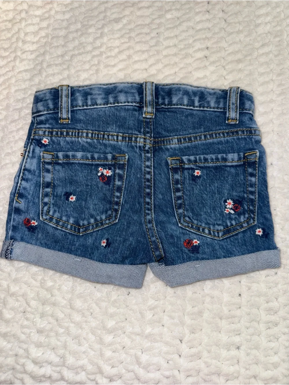 Cat & Jack Blue Denim Floral Embroidered Roll-Cuff Shorts